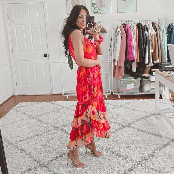 Farm Rio mixed fruits asymmetrical ruffled midi dress nwt - Picture 2 of 15